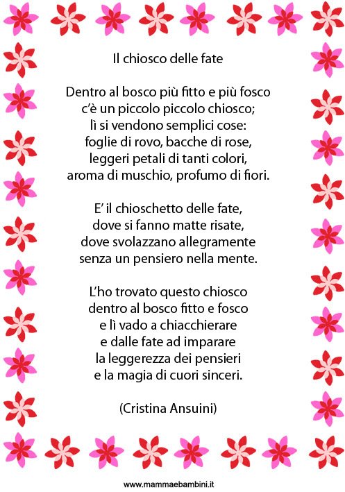 Poesie Di Natale Semplici.Poesia Per Bambini Il Chiosco Delle Fate Mamma E Bambini