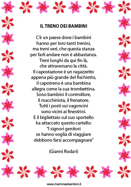 Gianni Rodari Poesie Di Natale.Filastrocca Il Treno Dei Bambini Mamma E Bambini