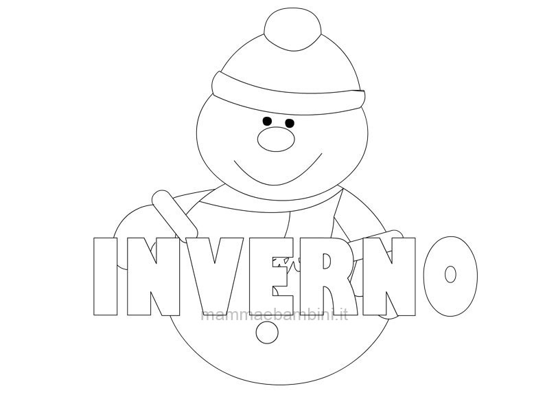 disegni inverno pupazzo neve da colorare