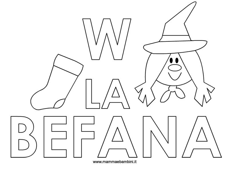 Disegno Befana da colorare – Mamma e Bambini