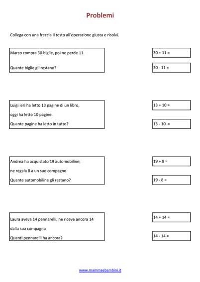 Scheda Didattica Su Problemi Con Addizioni E Sottrazioni Mamma E Bambini