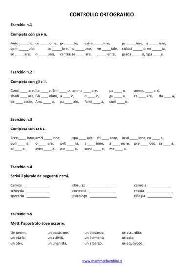 Esercizi Italiano Archivi Pagina 3 Di 10 Mamma E Bambini