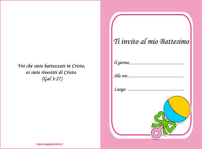 Biglietto Invito Battesimo Bambina Mamma E Bambini