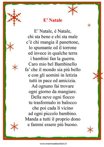 Poesie Di Natale In Italiano.Poesia Natale E Natale Mamma E Bambini