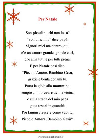 Poesie Di Natale Per Bambini.Tante Poesie Di Natale Da Stampare Con Cornice Mamma E Bambini