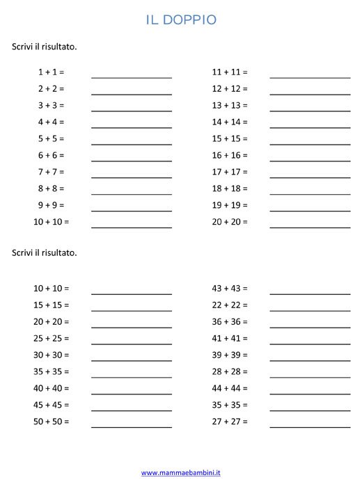 Matematica Calcola Il Doppio Mamma E Bambini