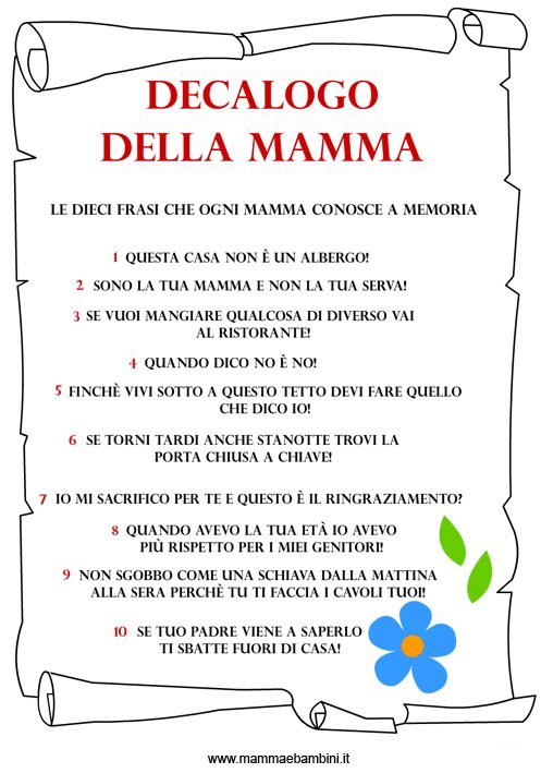 Il decalogo della mamma