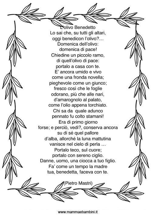 Poesia L Olivo Benedetto Con Disegno Mamma E Bambini