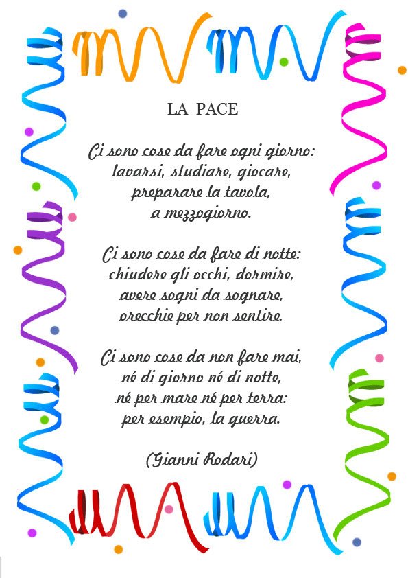 Poesie Di Natale Sulla Pace Per Bambini.Poesia Sulla Pace Di G Rodari Mamma E Bambini