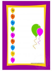 parola BENVENUTI con palloncini