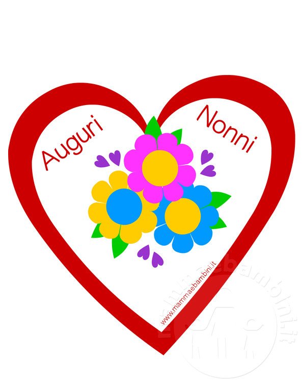 Biglietto per auguri nonni con cuore