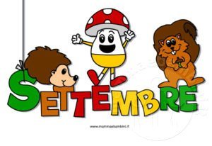 scritta SETTEMBRE con animali e funghetti