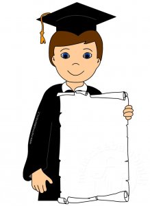 diploma con bambino in bianco dove poter scrivere un messaggio
