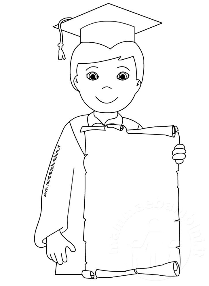 Disegno bambino con diploma da stampare e colorare 2 ragazzo diploma fine anno scuola