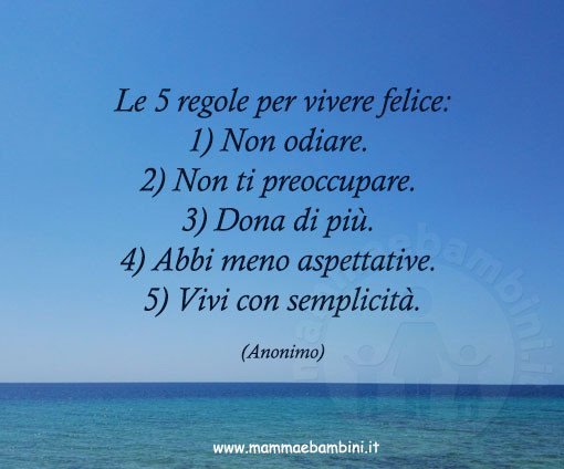 frase 5 regole per vivere felice