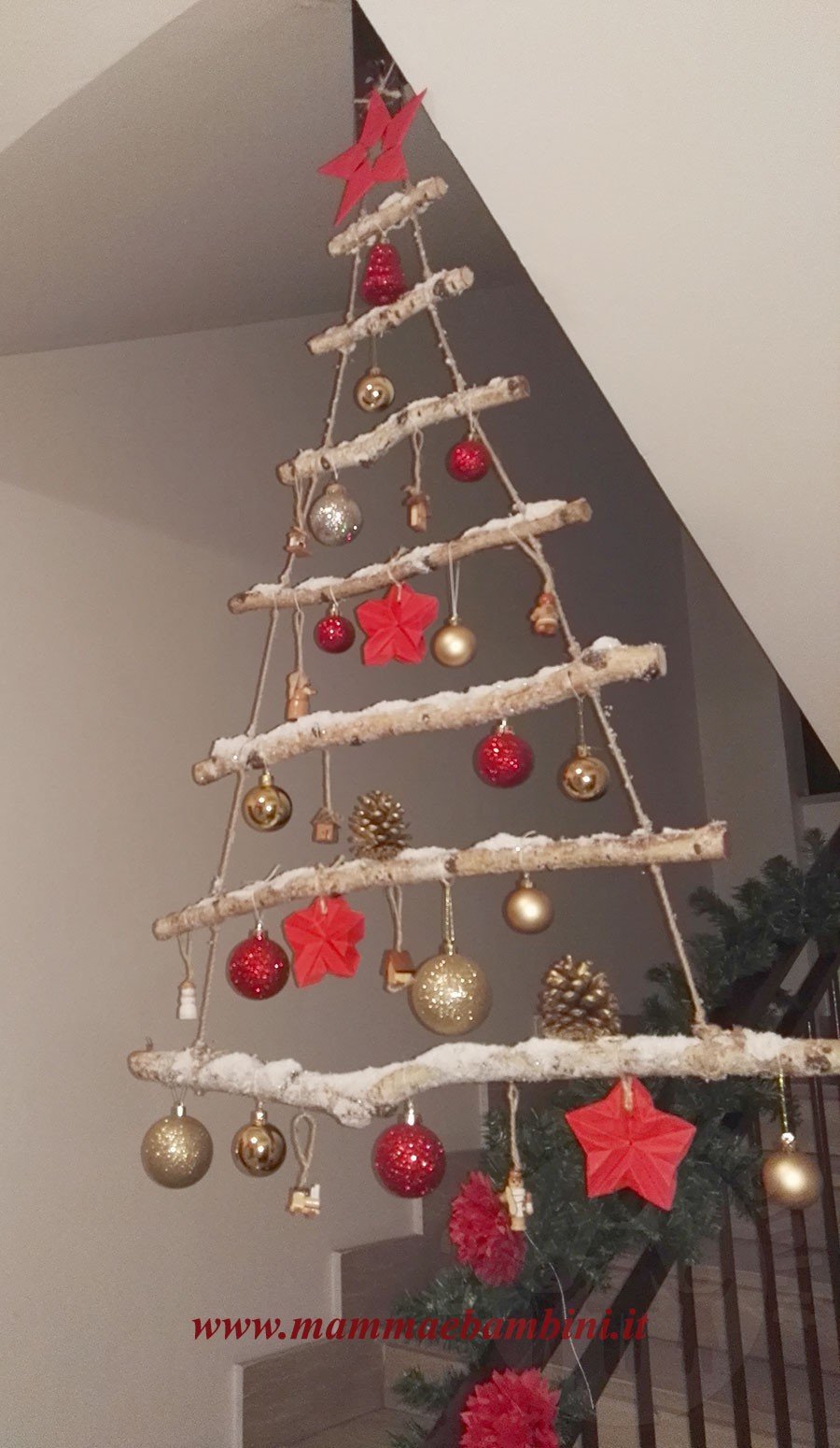 Idee albero di Natale con rami da appendere 6 idee decorazione albero di natale con rami 06
