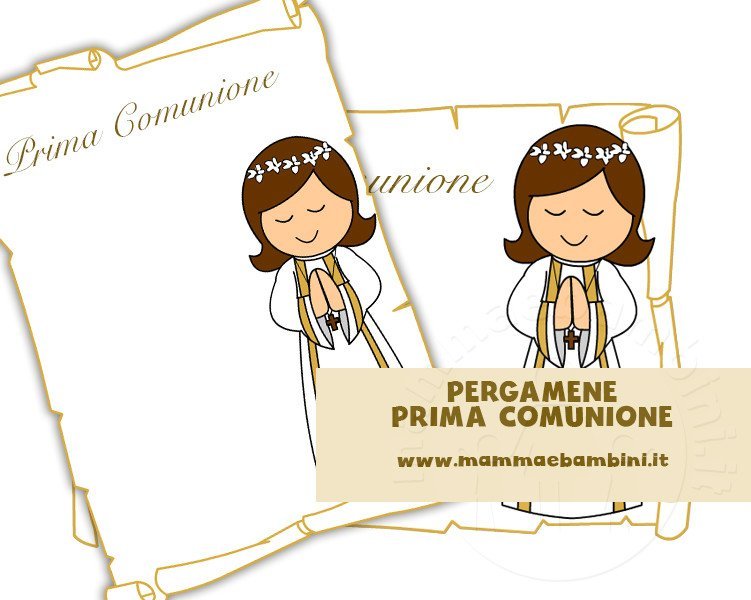 Pergamena Per Prima Comunione Mamma E Bambini