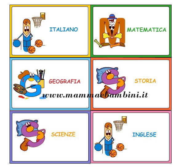 Etichette per la scuola