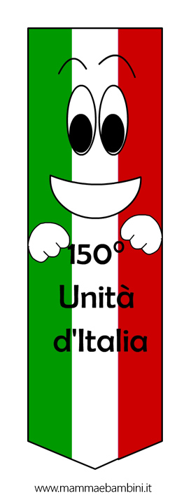 Segnalibro festa 150 Unita' d'Italia da stampare 1 segnalibro Unita dItalia