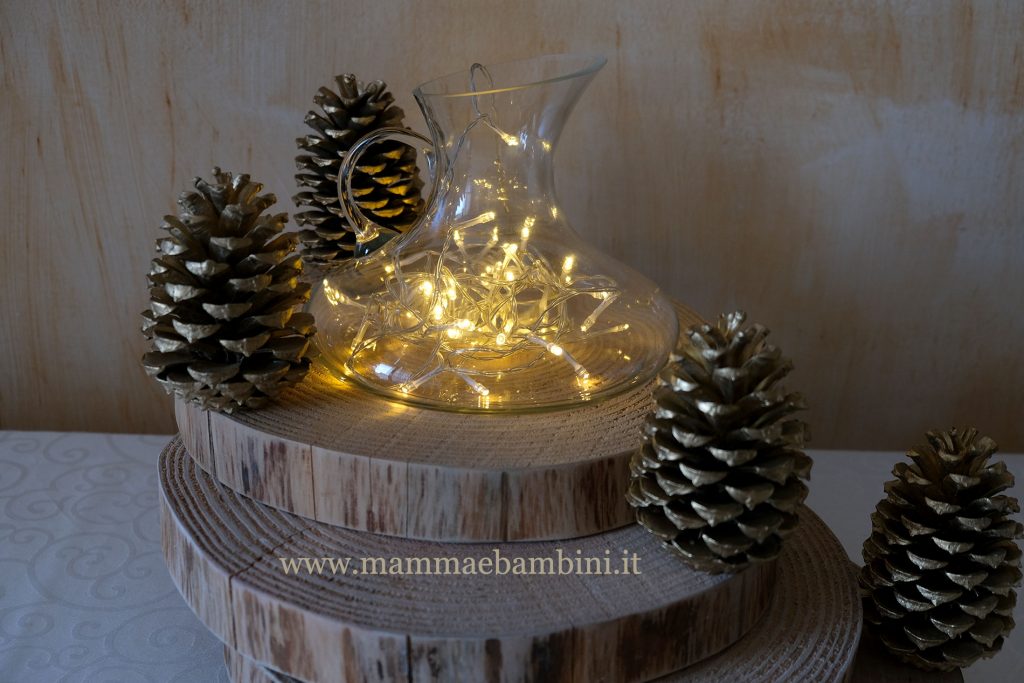decorazioni natalizie tronchi centrotavola