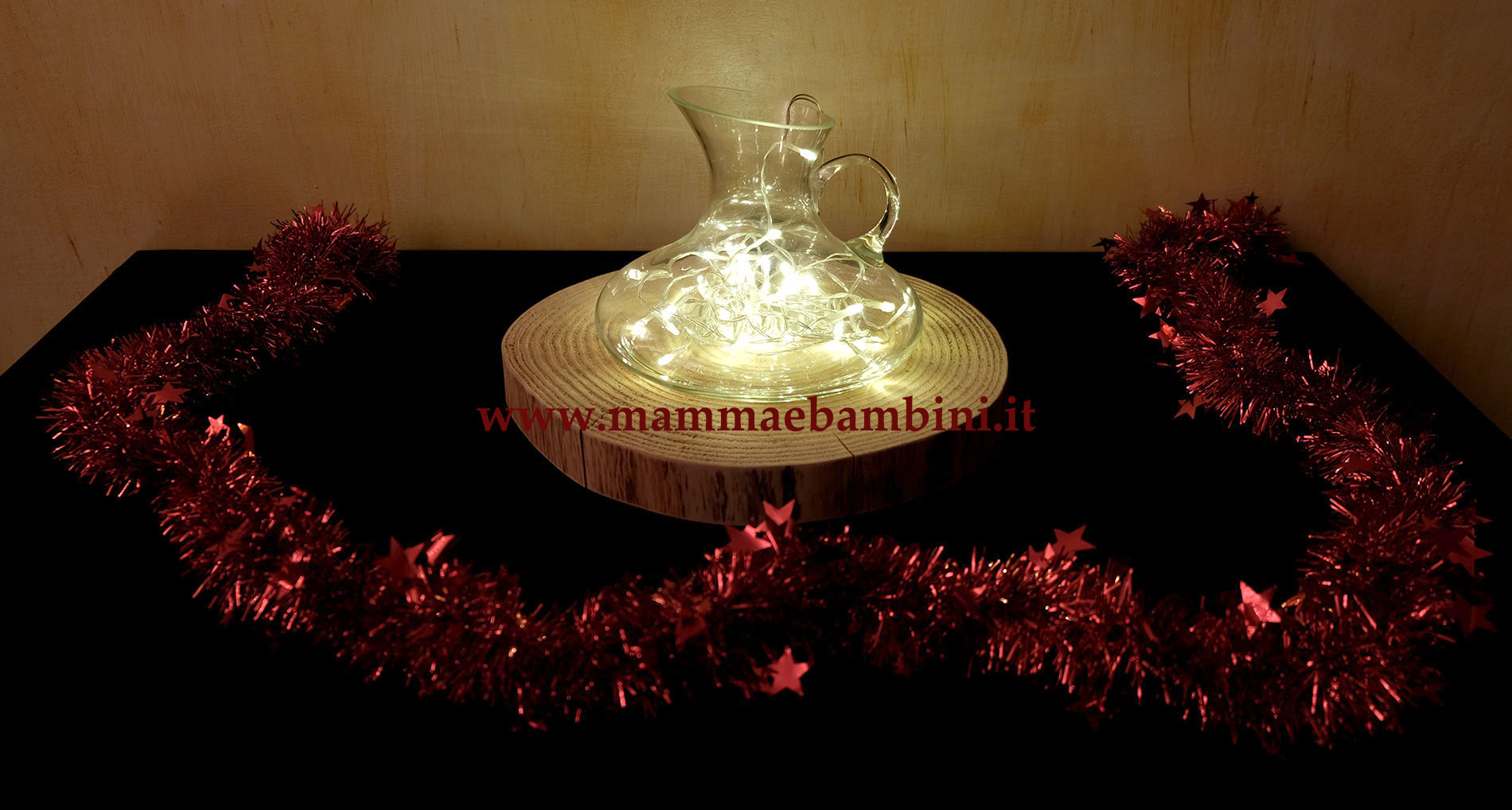 Vaso Vetro Con Luci Di Natale Centrotavola vaso in vetro con luci - Mamma e Bambini