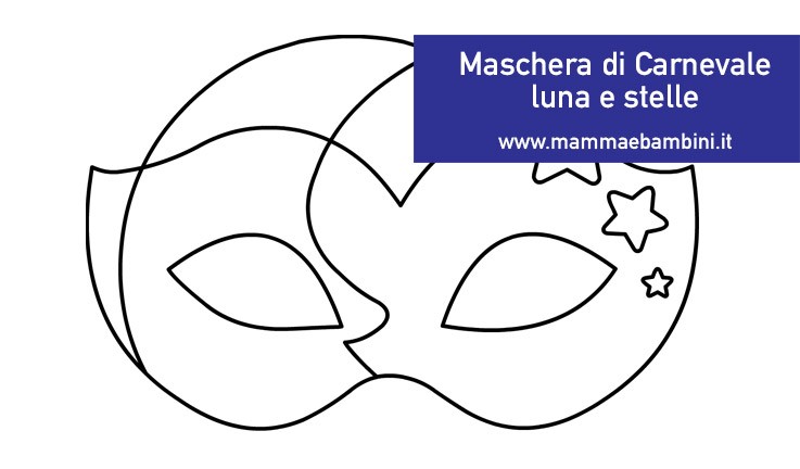Maschera con disegno luna da colorare 1 carnevale maschera luna stelle
