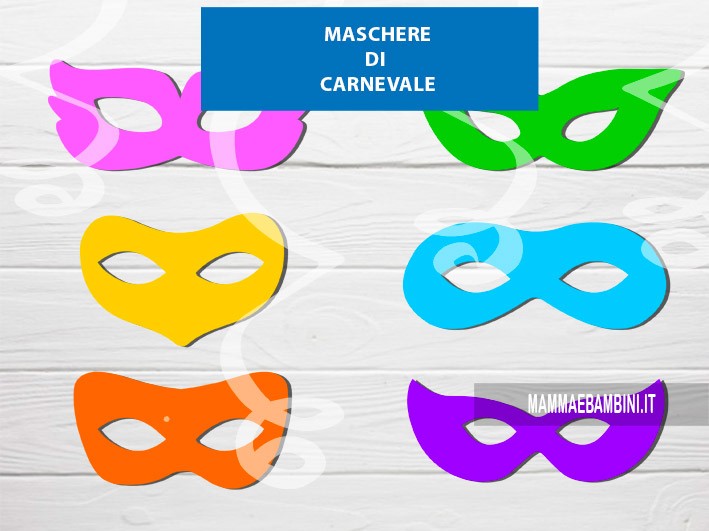 6 Maschere di carnevale colorate - Mamma e Bambini