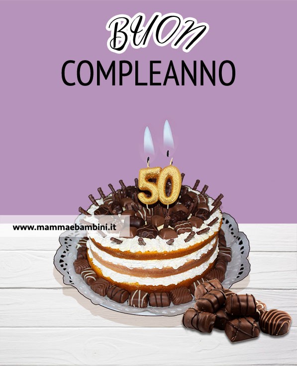 Biglietto 50 anni con torta 1 Buon compleanno torta