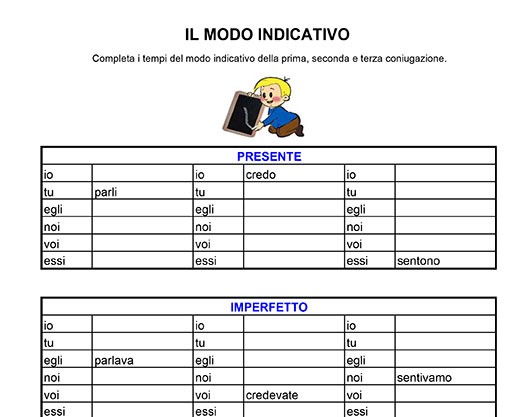 Esercizi sui verbi modo indicativo 1 Indicativo ts con verbi