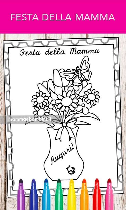 Disegno vaso con fiori da colorare 1 disegno festa mamma