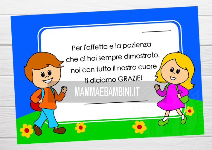 Biglietto per dire GRAZIE alla maestra - Mamma e Bambini