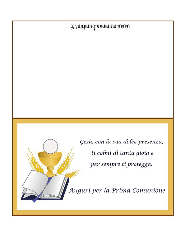 Biglietto auguri per Prima Comunione con frase 1 biglietto frase prima comunione 2