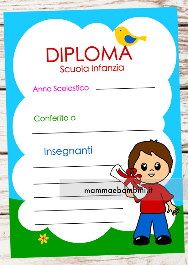 diploma infanzia fine anno