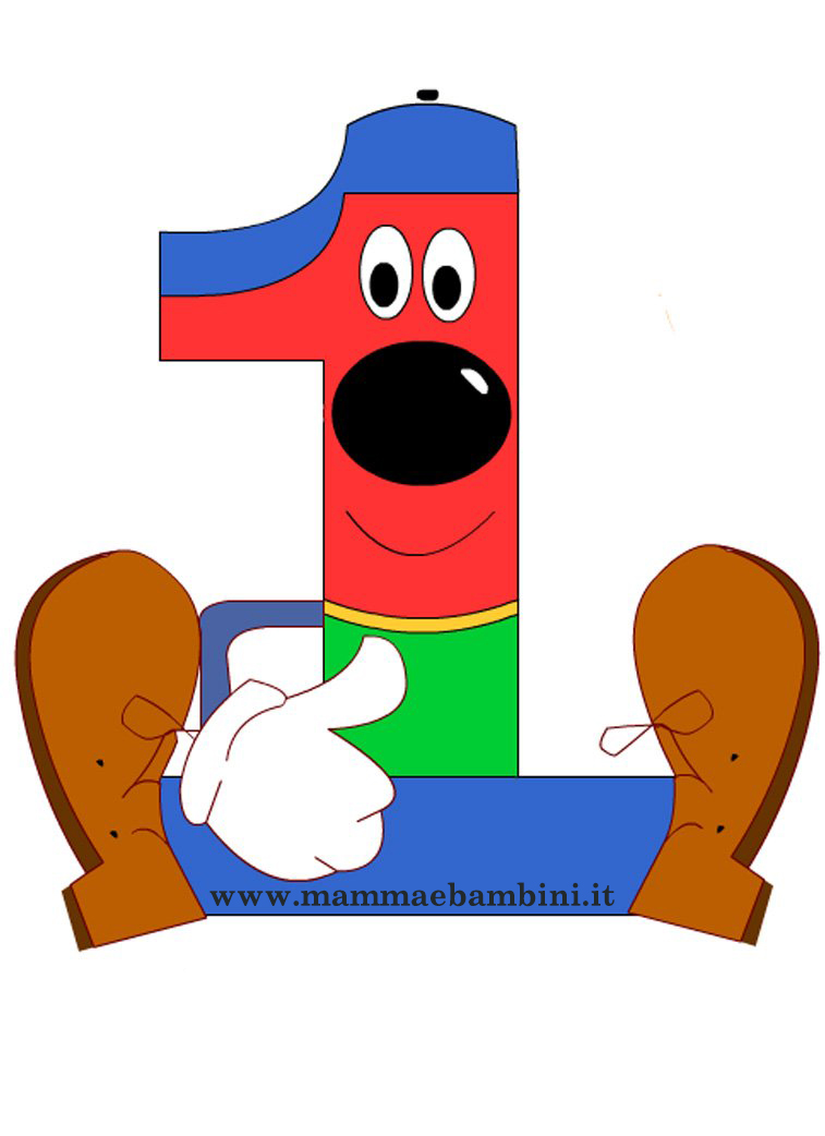 Numeri da stampare e colorare 1 Mamma e Bambini