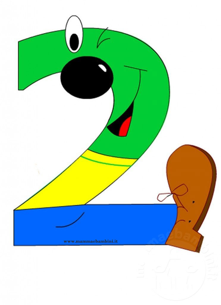 I numeri: il 2 1 numero 2 colorato