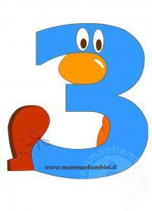 Numeri da stampare: il 3 1 numero tre colorato