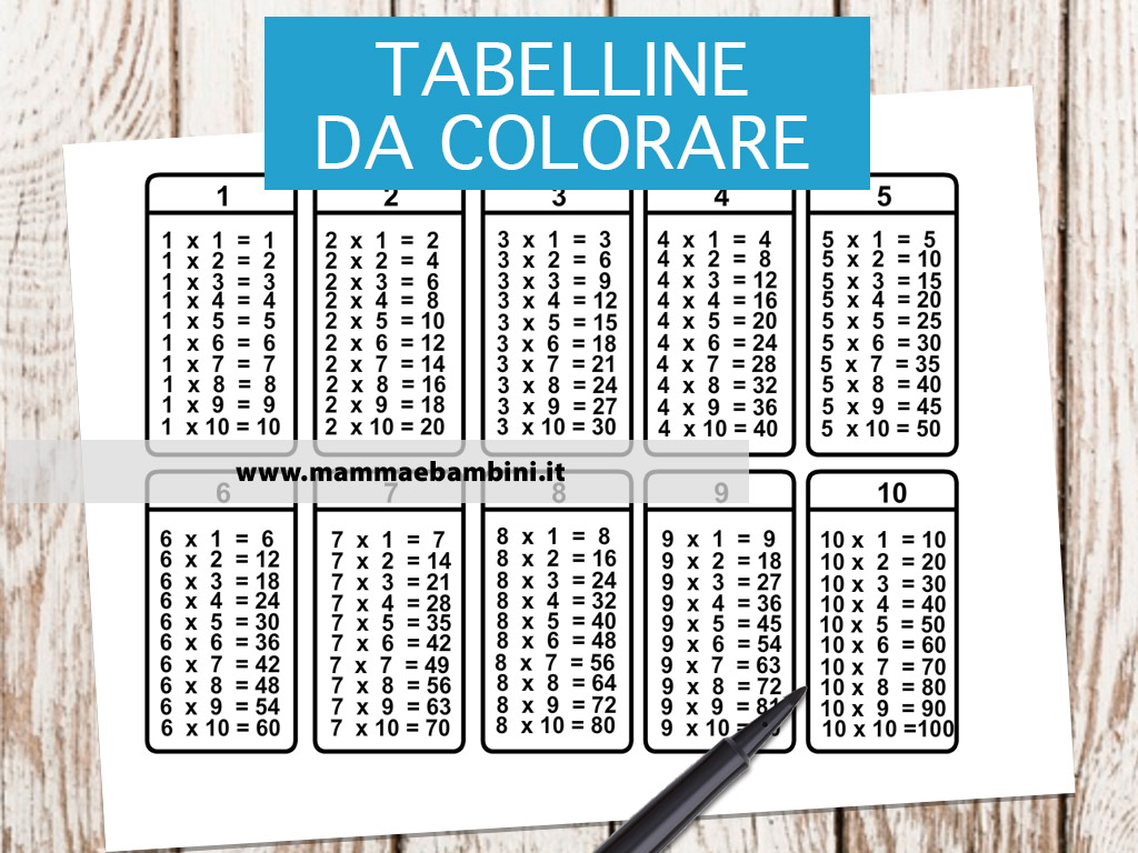 tabelline da colorare