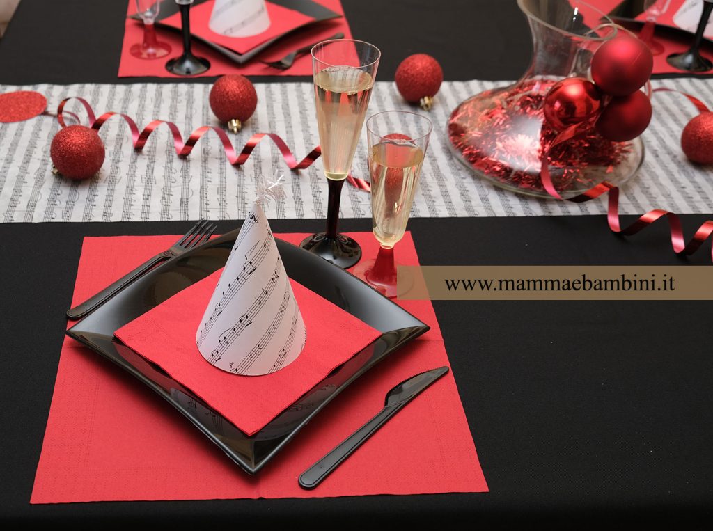 Idee per tavola veglione San Silvestro 2 come apparecchiare colore rosso nero