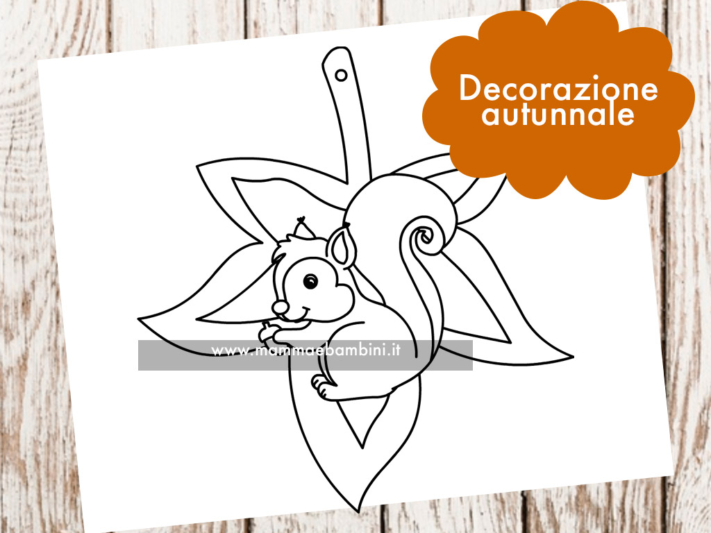Disegno scoiattolo da colorare 1 decorazione autunno foglia