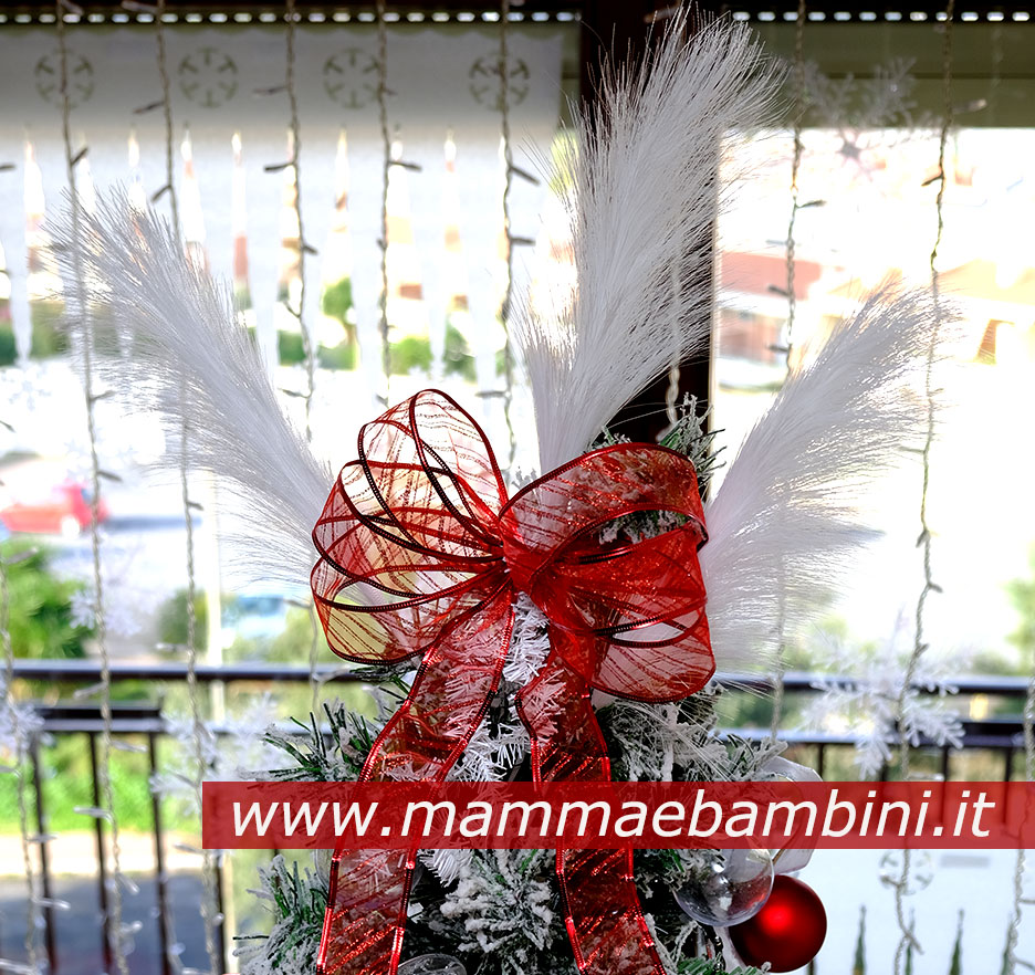 Addobbo albero di Natale con colori rosso e bianco 6 addobbo albero natale innevato