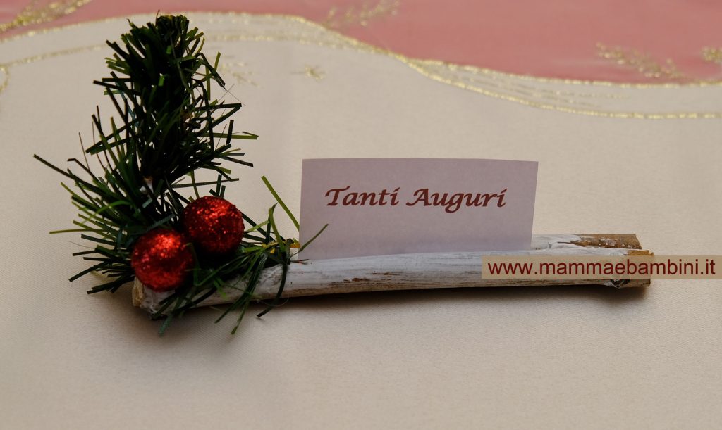 Segnaposto natalizio con rametti 6 decorazioni tavola scritta tanti auguri