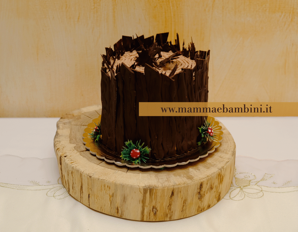 Torta al cioccolato effetto corteccia albero 1 decorazioni cioccolato torte