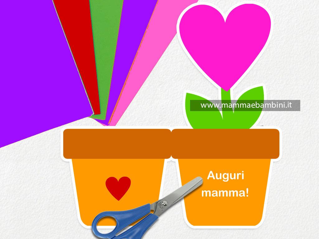 Biglietto vaso con fiore a cuore 1 biglietto mamma vaso cuore