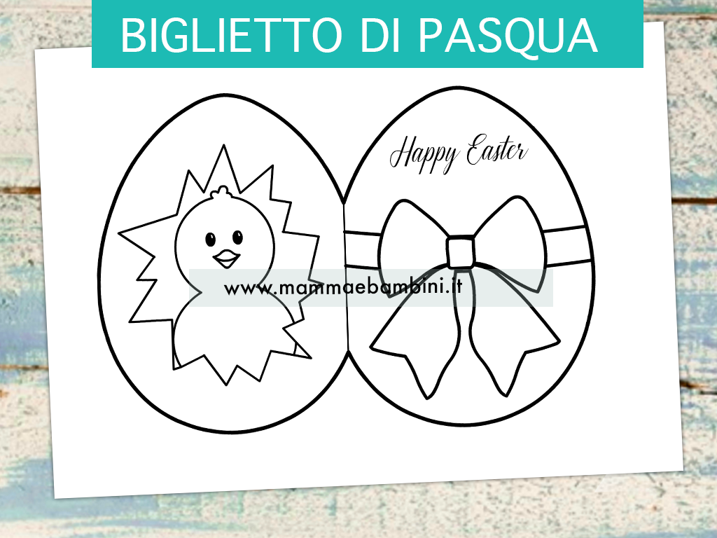 Biglietti Pasqua da colorare con pulcino 1 biglietto pasqua pulcino