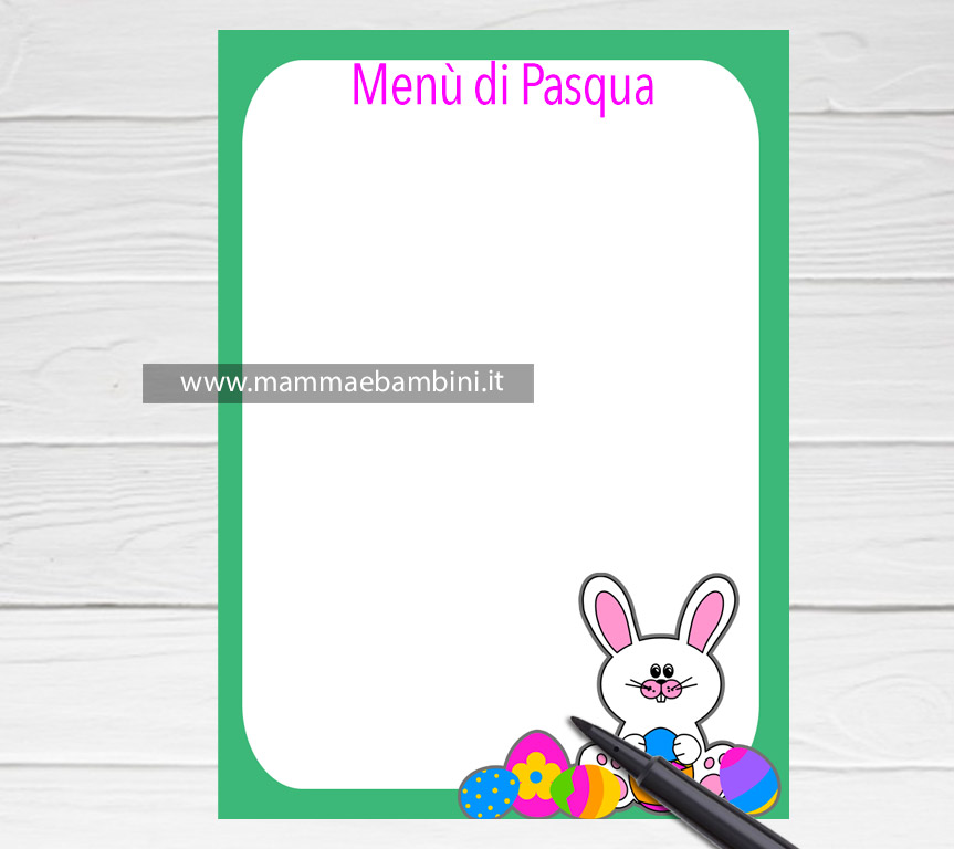Foglio per scrivere menu' di Pasqua 1 menu pasqua