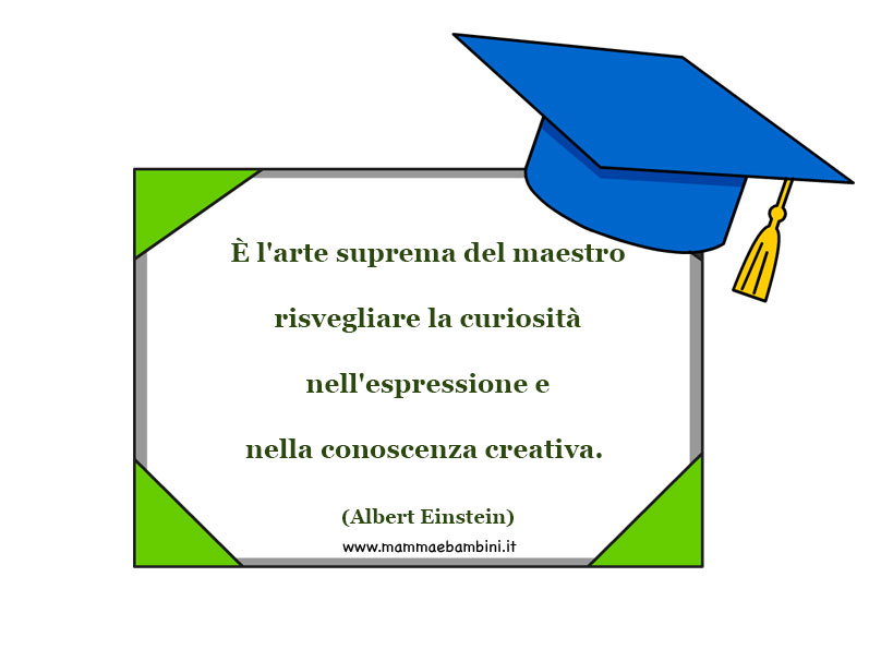 Biglietto per fine anno scolastico con frase 1 frase maestro