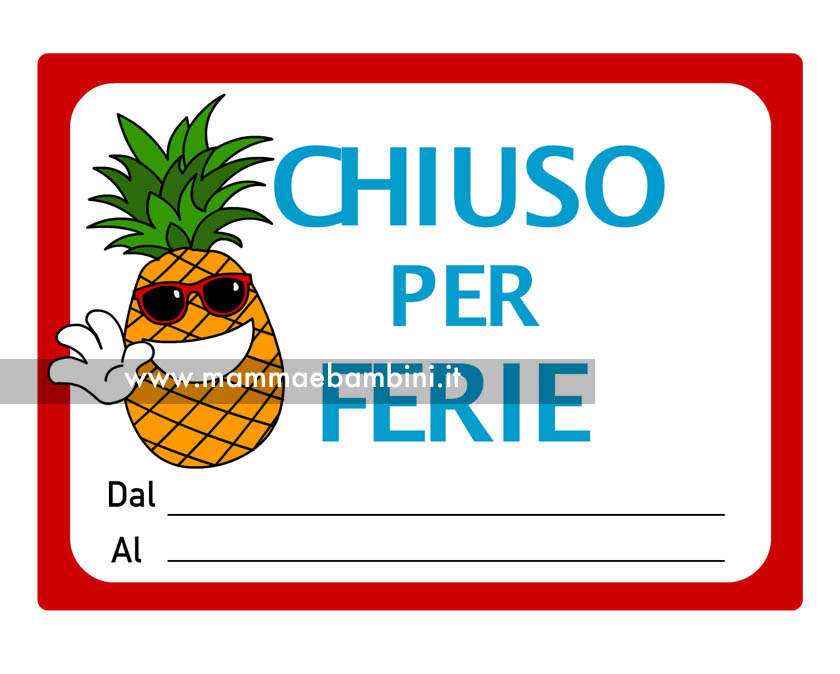 Cartello Chiuso per ferie 1 cartello chiuso per ferie