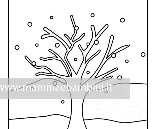 disegno albero neve