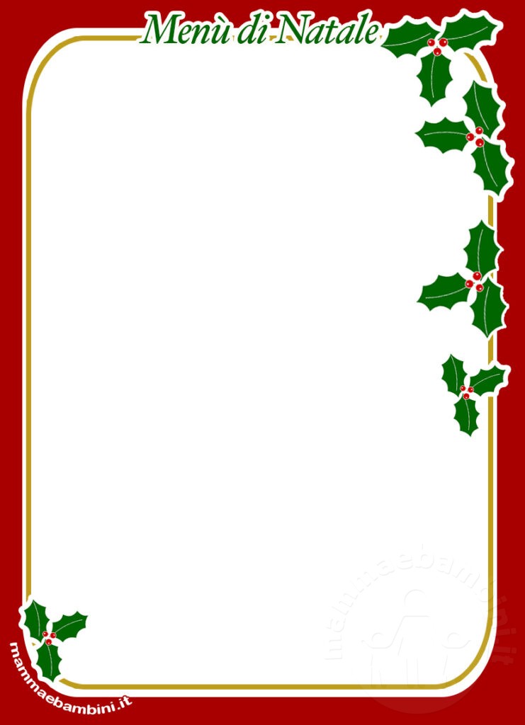 Carta menù di Natale stampabile 1 carta menu natale