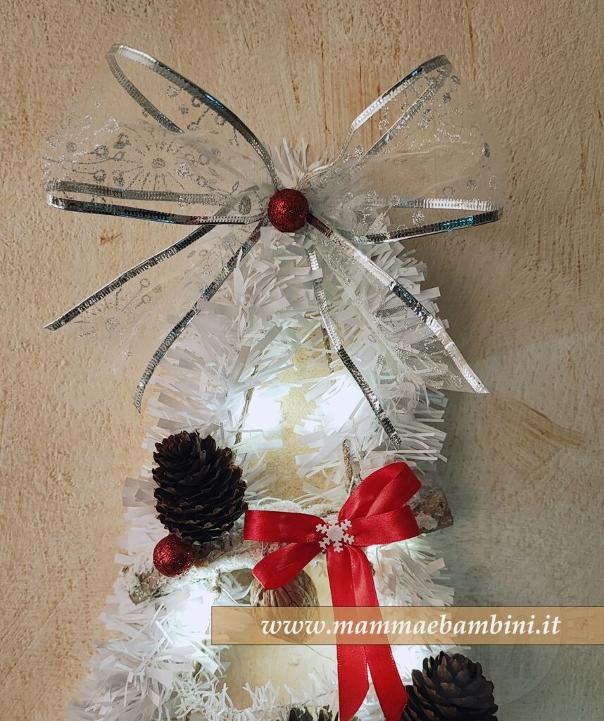 Albero in legno da appendere stilizzato 5 decorazione fiocco punta albero natale